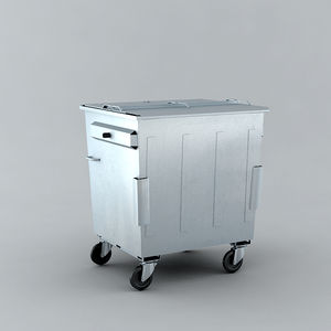 Containerform-Abfallbehälter / Stahlblech / mit Rollen / modern