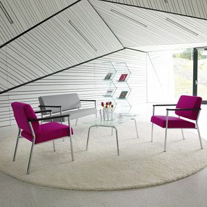 modernes Sofa / Stoff / Leder / Metall