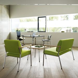 moderner Besuchersessel / Stoff / Leder / Stahl