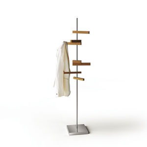 bodenstehender Garderobenständer / originelles Design / Edelstahl / aus Eiche