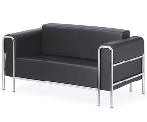 modernes Sofa / Leder / verchromtes Metall / Objektmöbel