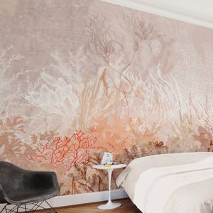 moderne Tapete / aus Naturfaser / aus Zellulosefaser / Blumenmotive