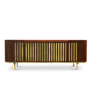 modernes Sideboard / aus Eiche / aus Nussbaum / poliertes Messing