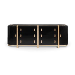 modernes Sideboard / aus Eiche / aus Nussbaum / poliertes Messing