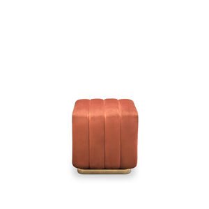 moderner Sitzpuff / Samt / Holz / Messing