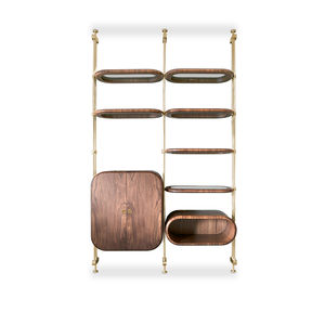 Modulregal / Decke/Boden / modern / aus Nussbaum
