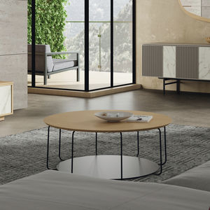 moderner Couchtisch / Holzfurnier / lackiertes MDF / Keramik