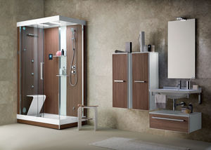 modernes Badezimmer / Holz / Glas