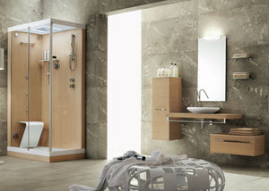 modernes Badezimmer / Holz / Glas