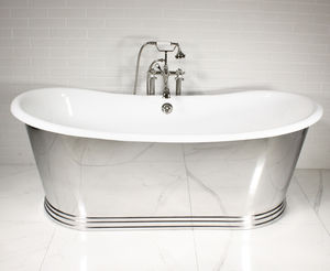 freistehende Badewanne / oval / Porzellan / Gusseisen