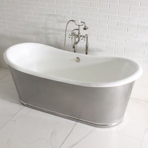 freistehende Badewanne / oval / Gusseisen / Stahl