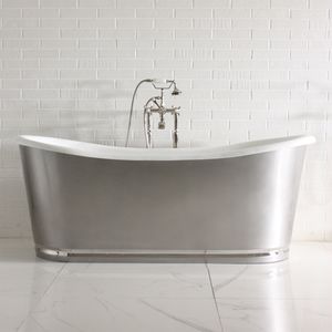 freistehende Badewanne / oval / Gusseisen / Stahl