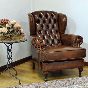 Chesterfield-Sessel / Stoff / Leder / Ohren