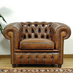 Chesterfield-Sessel / Leder / nach Maß / braun