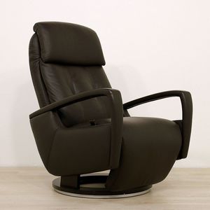 moderner Sessel / Leder / mit Fußstütze / drehbar