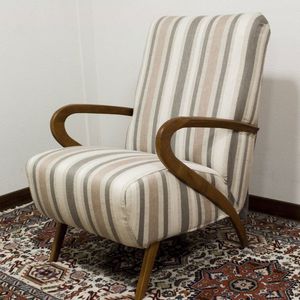 klassischer Sessel / Stoff / Holz / mit hoher Rückenlehne