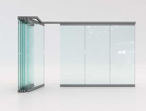 Falttrennwand / Aluminium / Glas / zur beruflichen Nutzung