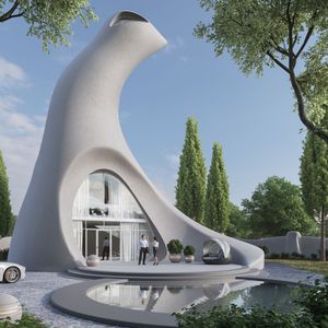 individuelles Haus / originelles Design / Beton / Öko