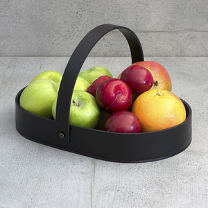 Holz-Obstschale / Leder / für Hotels / für Restaurants