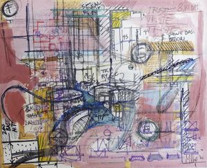 Acrylgemälde / auf Papiergrund / Kombi / abstrakt