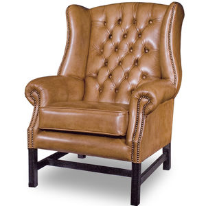 Chesterfield-Sessel / Leder / Holz / Ohren