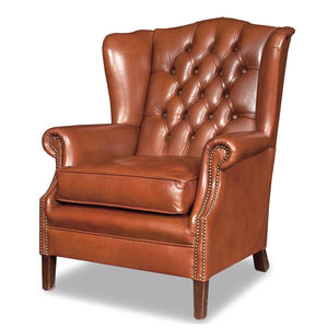 Chesterfield-Sessel / Leder / Holz / Ohren