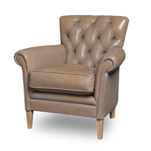 Chesterfield-Sessel / Leder / Holz / mit abnehmbarem Kissen