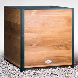 Holz-Pflanzkübel / Stahl / quadratisch / Würfelbauform