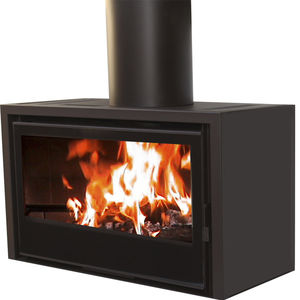 Holzkamin / modern / geschlossene Feuerstelle / freistehend