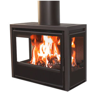 Holzkamin / modern / geschlossene Feuerstelle / 3 Sichtseiten