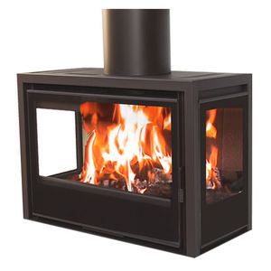 Holzkamin / modern / geschlossene Feuerstelle / 3 Sichtseiten