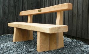 Parkbank / klassisch / Natureiche / mit Rückenlehne