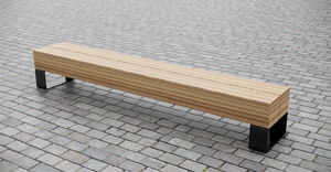 Parkbank / modern / aus Laubholz / Metall