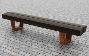 Parkbank / modern / Holz / COR-TEN®-Stahl