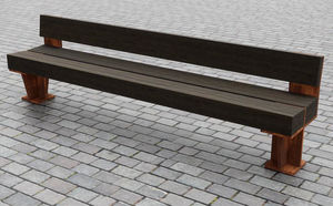 Parkbank / modern / Holz / COR-TEN®-Stahl