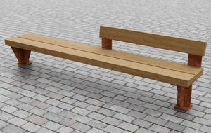 Parkbank / modern / Holz / COR-TEN®-Stahl