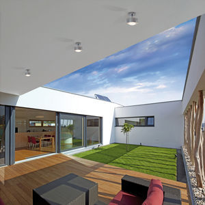 moderne Deckenleuchte / rund / Glas / Metall