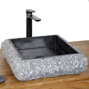 Aufsatzwaschbecken / quadratisch / Marmor / modern