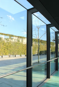 Platten-Vorhangfassade / aus Glas / Stahl