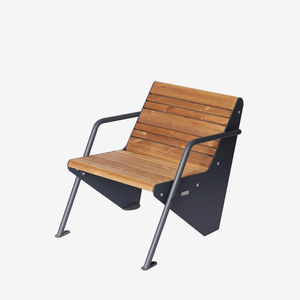 Parkbank / modern / aus Kiefer / verzinkter Stahl