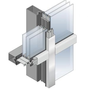 Vorhangfassade / freitragende Struktur / aus Metall und Glas / mit integrierter Isolierung