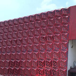 Platten-Fassadenverkleidung / Aluminium / perforiert / 3D