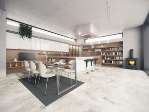moderne Küche / Holzfurnier / Massivholz / aus MDF