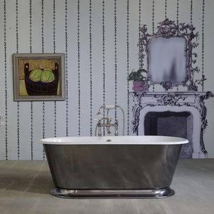 freistehende Badewanne / oval / Gusseisen / doppelt