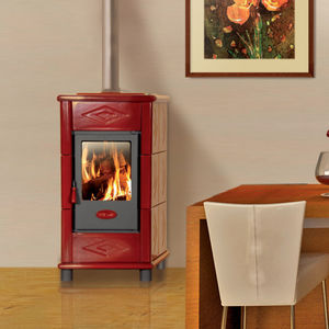 Holz-Kaminofen / COR-TEN®-Stahl / Glas / modern