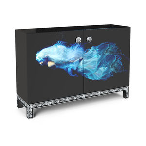 Stil-Sideboard / Holz / Glas / schwarz
