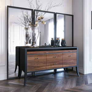 klassisches Sideboard / lackiertes Holz / lackiertes MDF / polierter Stahl