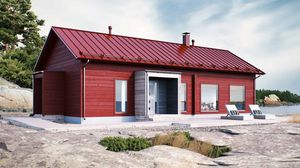 Haus aus Massivholz-Block