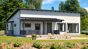Haus aus Massivholz-Block