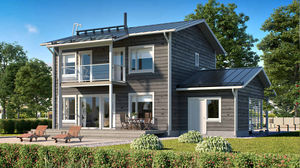 Haus aus Massivholz-Block